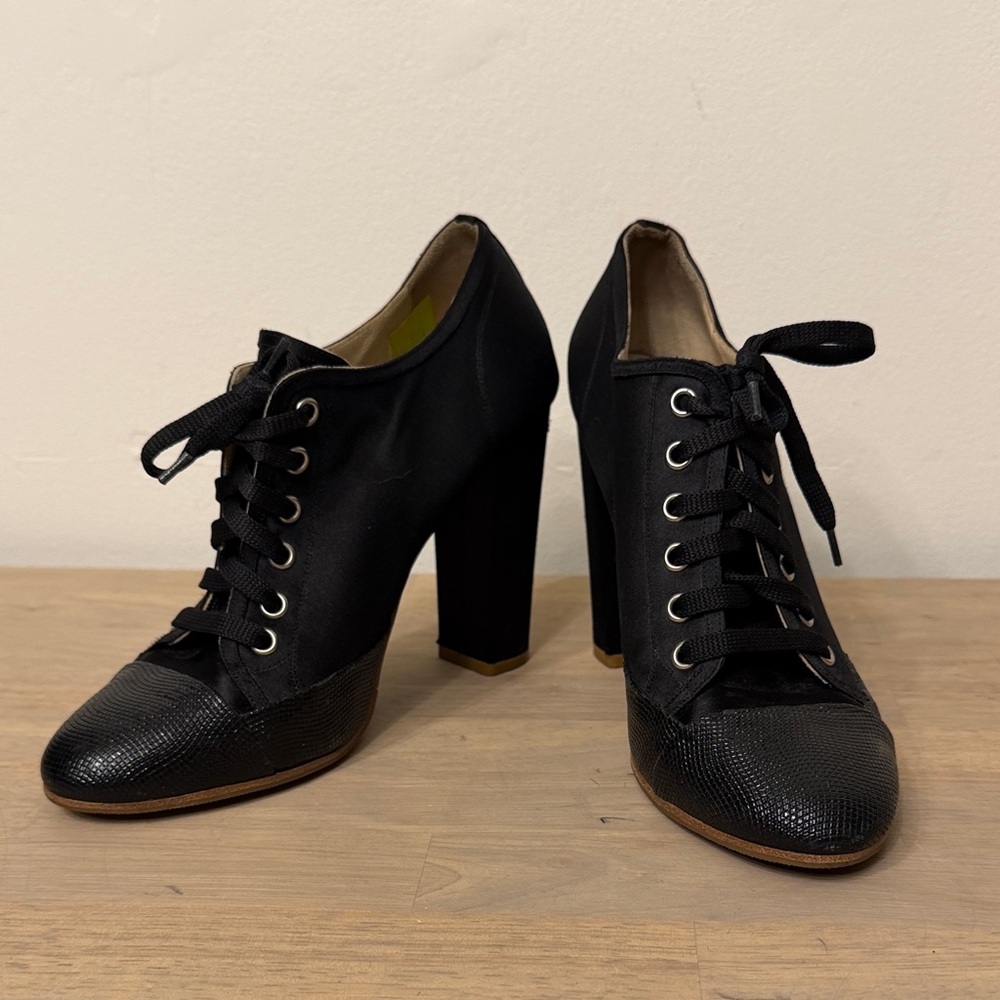 Etro Black Lace-Up Block Heels